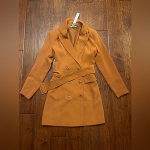 House of Harlow 1960 Double Breasted Belted Jacket Dress Rust Size Small